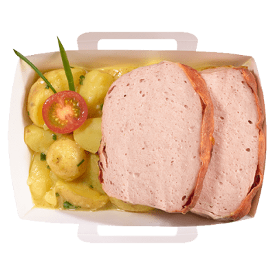 Heute im Stübli: Fleischkäse mit Härdöpfelsalat (Symbolbild: Confiserie Honold)
